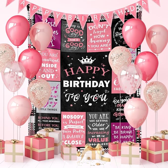 Birthday Gifts for Women, Happy Birthday Blanket for Women 60" x 80" | Birthday Decorations for Women, Gift for Women Birthday Unique, Happy Birthday Gift for Her, Mom, Wife, Daughter, Sister
