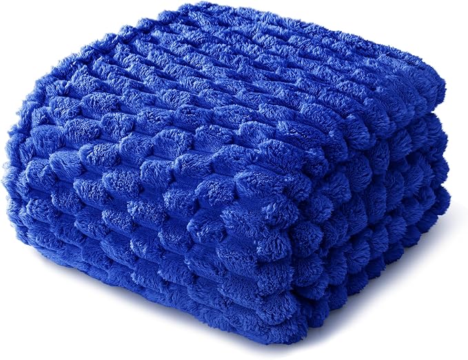 Whale Flotilla Soft Fleece Queen Size Bed Blanket Luxury 3D Jacquard, Blue | Lightweight Breathable Coverlet Bedspread for All Seasons, Super Cozy Plush Fluffy Fuzzy Decorative Blanket for Bed, 90"x90"