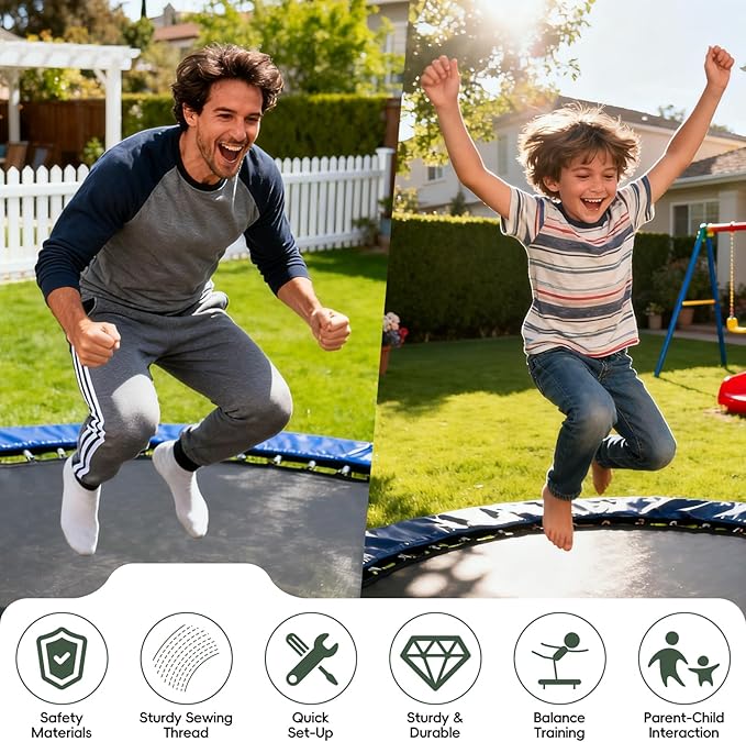 Trampoline Mat Replacement,12.6ft Diameter Mat with 72 Rings,Fits 14ft Trampoline and 5.3-5.7“ Spring (Frame & Spring Not Include)