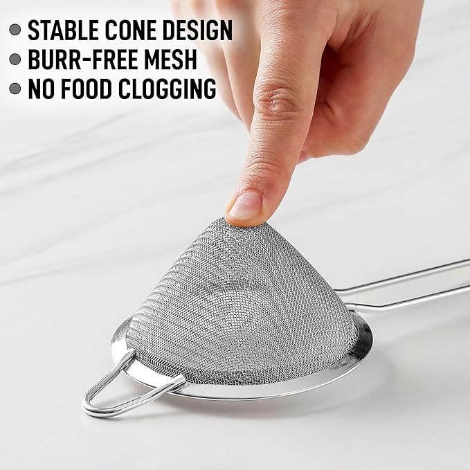 Zulay Kitchen 304 Stainless Steel Fine Mesh Strainer 3.35 in - Strainers Fine Mesh, Tea Strainers for Loose Tea - Perfect for Tea, Cocktails, Juicing, Drinks, Liquids, Matcha, Coffee & More