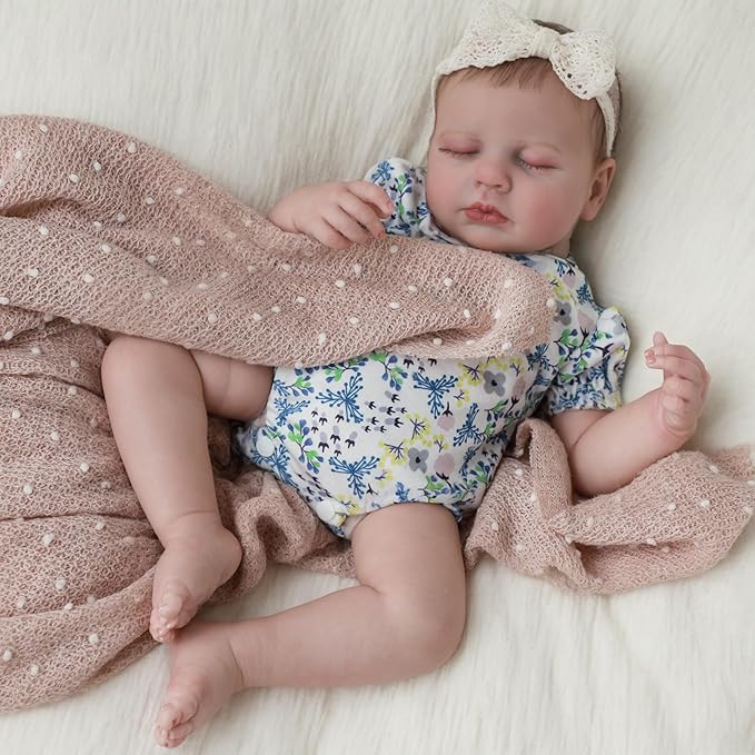 SCOM Silicone Reborn Baby Dolls - 20 inch Cute Realistic Baby Girl, Soft Full Silicone Body Newborn, Washable & Poseable, with Accessories for Boy Girl Ages 3+ Yrs, Birthday/Christmas