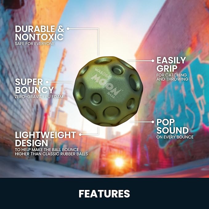 Waboba Metallic Moon Ball - Hyper Bouncy Ball - All Ages Extreme Bounce and Fun - Perfect for Active Play and Outdoor Games