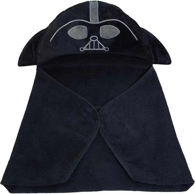 Lambs & Ivy Star Wars Darth Vader Black Luxury Cotton Hooded Baby Bath Towel