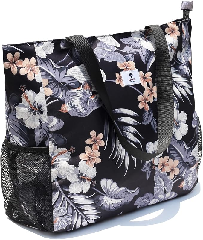 ESVAN LARGE BEACH BAG Water Resistant Lightweight 20 inch Women Oversize Tote Bag for Gym Beach Travel Pool Yoga Nurse