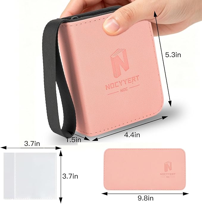 Trading Card Binder,Trading Card Binder, Mini 1-Pocket Trading Card Binder with 20 Pages, Portable Card Album Holds 40 Cards for TCG, MTG, Sports Cards & Game Cards etc(Pink)