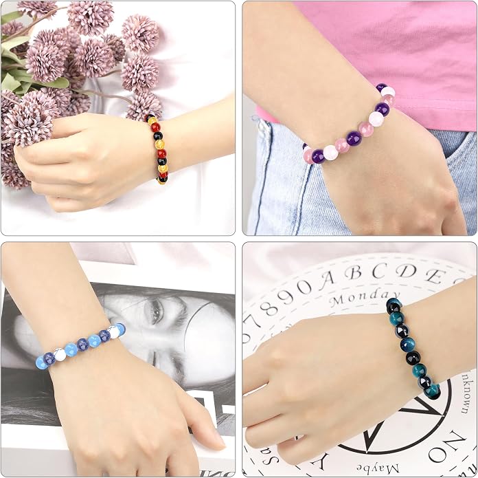 MAIBAOTA Healing Crystal Bracelet for Women Empath Protection & Safe Travel & Anxiety Relief Bracelet - New Beginnings Lucky Charms for Travel/New Job/Next Chapter