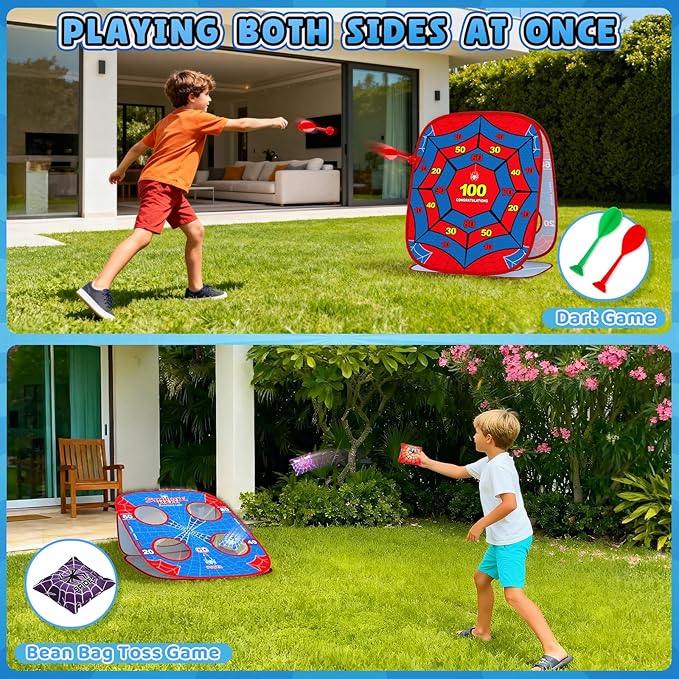 Spider Bean Bag Toss Game for Kids Age 4-8, Cornhole Board Outdoor Toys for Toddlers Party Carnival Outside Games Toy Christmas Birthday Gifts for Kid Boys Girls 3 4 5 6 7 8 9 Year Old