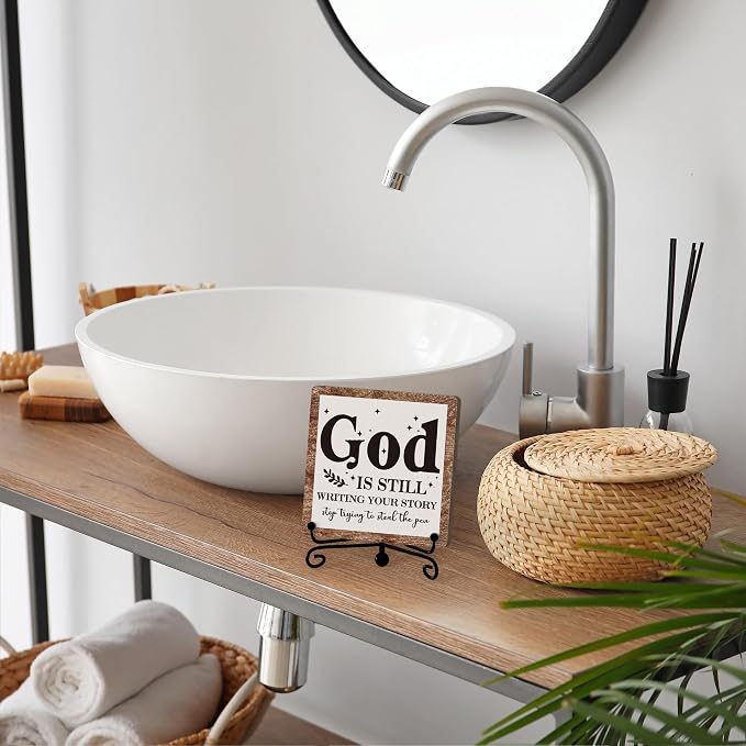Home Decor, Farmhouse Shelf Decor For Living Room, Boho Aesthetic Table Decorations, Christian Gifts For Women Men, Entryway Tv Stand Fireplace Mantle Coffee Table Decoration (story-04)