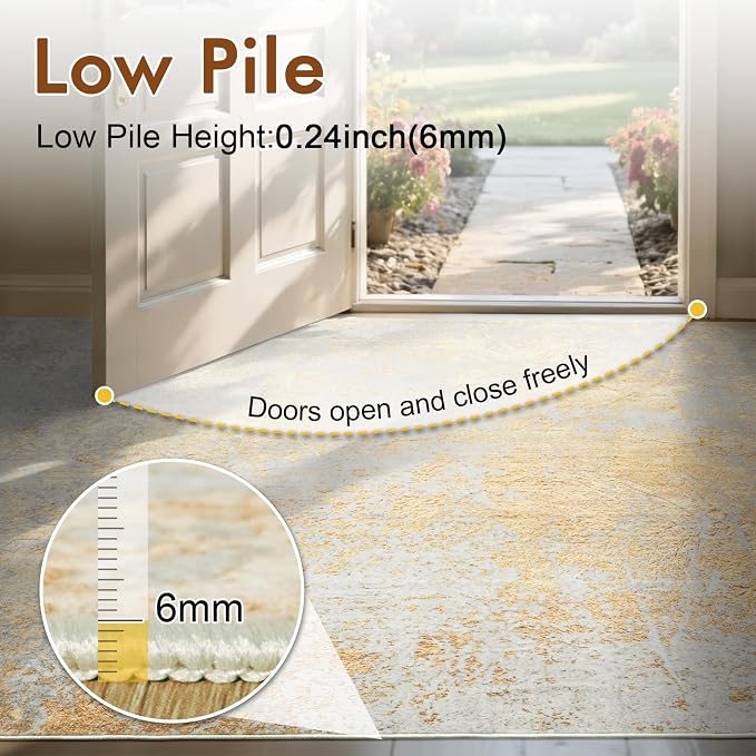 8x10 Ft Large Area Rugs for Living Room, Soft Non-Slip Washable Rugs Modern Abstract Pattern Carpet for Bedroom Indoor Floor Nursery Home Decor (Beige)