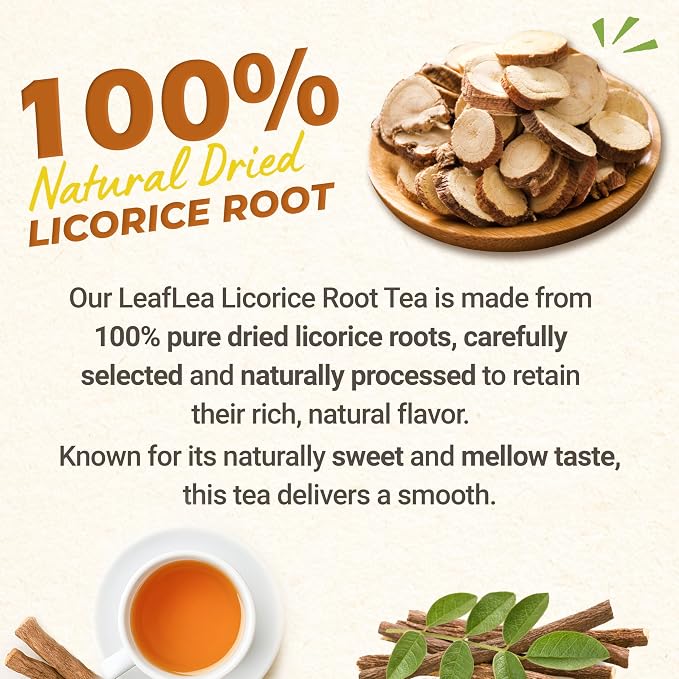 LeafLea Licorice Root Tea Bags, Caffeine-Free Naturally Sweet, 40 Count | Pure Egyptian Licorice Spice, Single Ingredient, Sugar-Free & Vegan, Foil-Wrapped for Lasting Freshness
