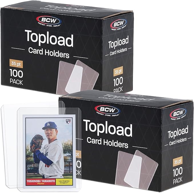 BCW 3x4 Standard Topload Card Holders | 200 Pack | Top Loaders for Cards | Rigid Card Protector | Fits Standard Size Cards Up to 35pt