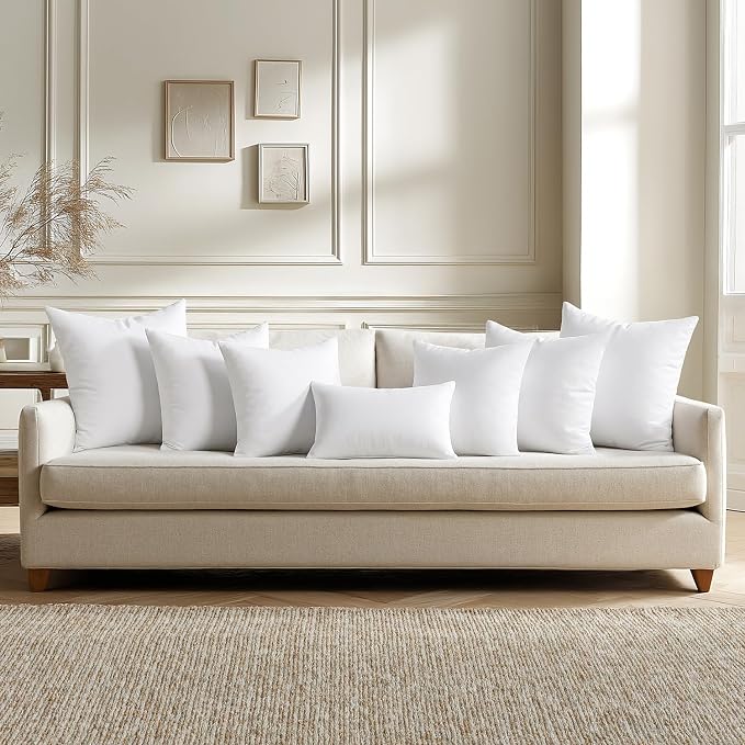 MIULEE 20x20 Throw Pillows Inserts 4 Pack, Decorative Pillows for Couch Bed | 100% Virgin Filling, Full and Fluffy, Lumbar, Back and Neck Support