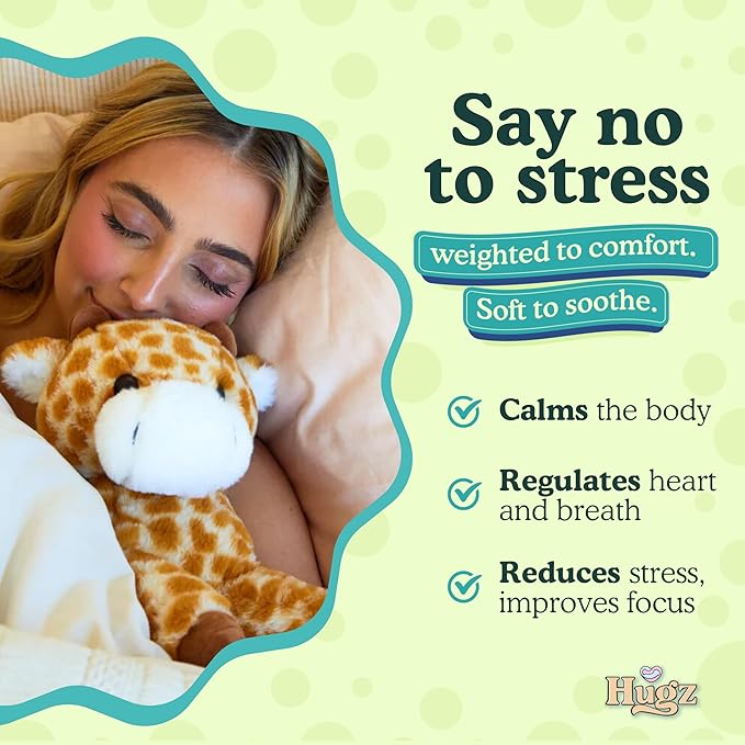 Hugz Official Moose The Giraffe – Premium Weighted Stuffed Plushie 3.8 lb for Adults & Kids – Microwavable Stuffed Animal – Heatable & Coolable – Super Soft Fur – Gift Ready Tube Packaging