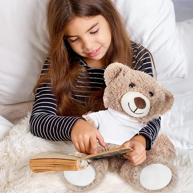 Bear Tee Shirt Fit 8-10inch Bear Clothes Stuffed Animal Clothes Shirt Basic Stuffed Bears Dolls Shirt, White