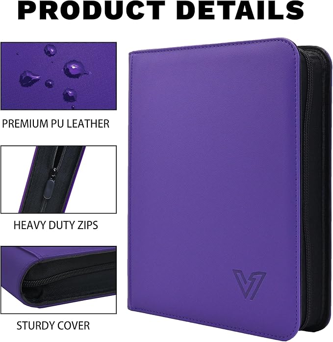 Toploader Binder 4 Pocket,Holds 128 Top Loaders,Top Loader Binder 4 Pocket for 3" x 4"Rigid Cards,Double Sided Card Binder Abulm in 3"x4"Toploaders for Trading Cards