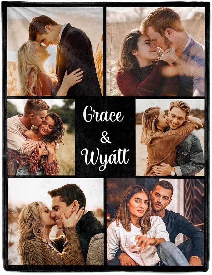 SHIPS NEXT DAY Custom Blanket with Picture Text Personalized Throws Blanket with Photos Customize Blanket Customizable Blankets Customized Gifts for Mom Dad Couple Girlfriend Boyfriend Wife Husband