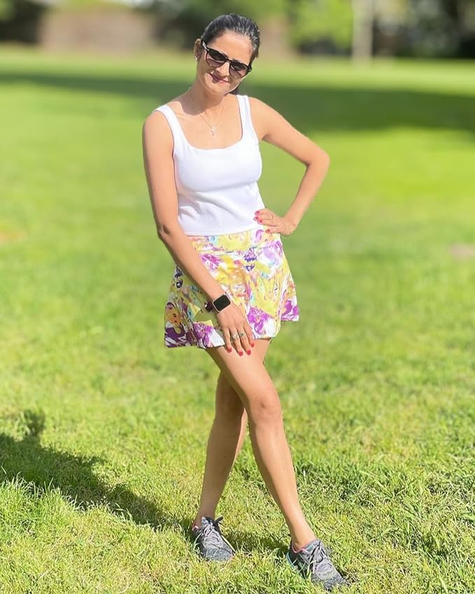 Stelle Women's Tennis Golf Skirts High Waisted with Pockets Inner Shorts for Athletic Skorts Sports Running Pickleball