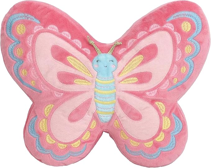 MON AMI Sparkle Butterfly Decorative Plush Throw Pillow - 12.5x10”, Soft Cushion, Stuffed Toy Décor Gifts for Kids of All Ages, Nursery Décor