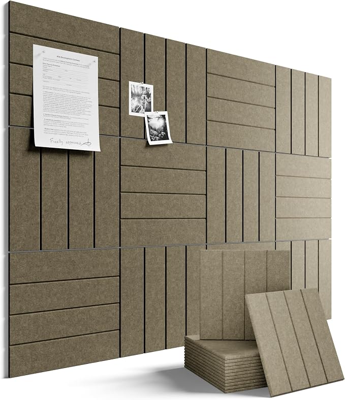 Fluxynara 48" x 36" Large Felt Bulletin Board, Earth Brown | 12 Pack Cork Board Alternative with 60 Safe Adhesive Tabs, Pin Boards for Wall Decor, Home, Office, Classroom,Dorm