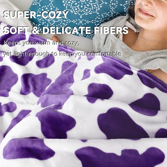 Fleece Blanket Twin Size Purple 60x80 Inches, Ultra Soft Warm Cozy Winter Bed Blanket, All-Season Lavender Home Room Decor, Birthday Gifts, 60"x80"