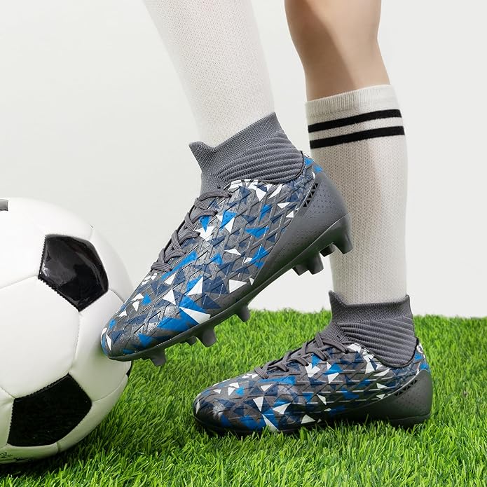 DREAM PAIRS Boys Football Cleats Youth High Top Firm Ground Soccer Shoes for Little/Big Kids