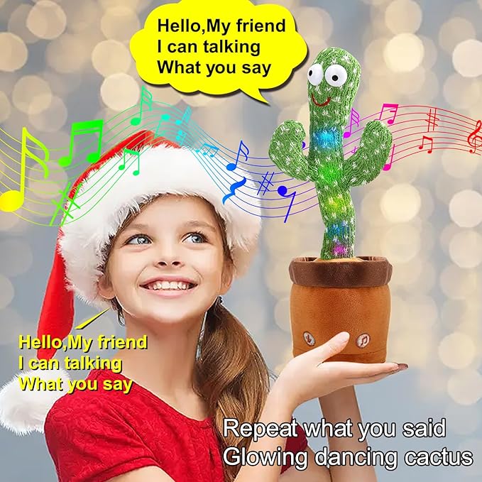 Talking Cactus Mimicking Toy,Cactus Baby Toy That Repeat What You Say Singing Dancing,Funny Plush Toy Gifts for Babies Boys Girls Kids