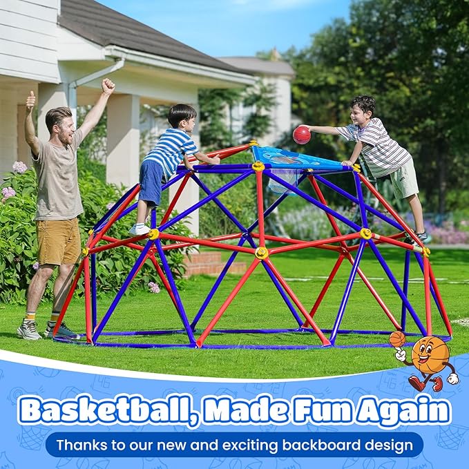 Zupapa 10FT Climbing Dome, Outdoor Jungle Gym for Kids with Climbing Grip - Geometric Dome Climber Supports 1000LBS Outdoor Playset and Easy Assembly Outdoor Play Equipment for Kids (Purple, 10FT)