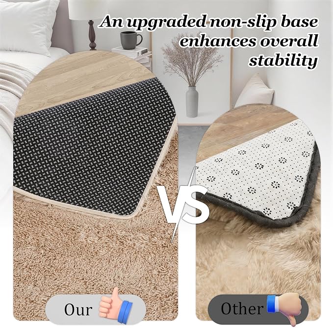 6x9 Area Rugs for Living Room Bedroom: Ultra Soft Fluffy Shag Rug Upgrade Non-Slip Non-Shedding Large Fuzzy Plush Carpet Indoor Floor Carpets for Kids Room Playroom Nursery Dorms Home Decor Beige