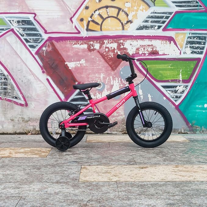 12 14 16 18 Inch Kids Bike BMX Style Bicycle with Training Wheels Coaster Brake for 2-10 Years Old Toddlers Boys Girls Multiple Colors