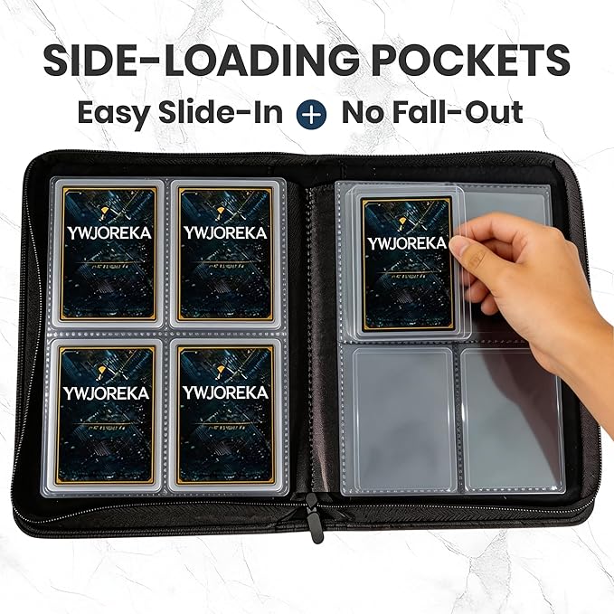Toploader Binder 4 Pocket, Holds 128 Toploaders, Double-Sided Card Storage Binder for 3" x 4" Rigid Cards, PU Leather Album for Trading Cards & Sports Cards(blue)