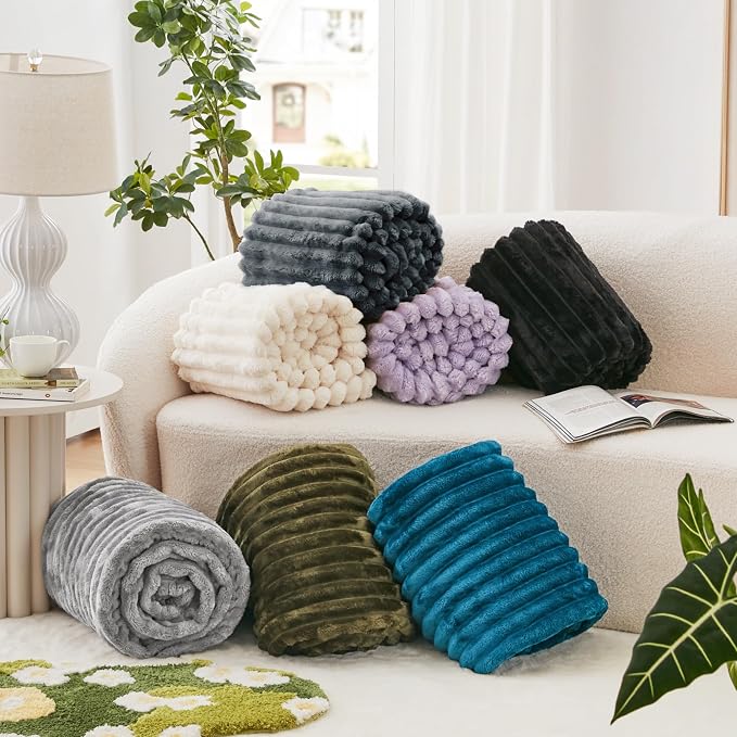 EXQ Home Gentle Soft Fleece Throw Blanket – Cozy Lightweight Blanket for Couch Bed – All-Season Warm Fuzzy Flannel Blanket for Women Mom Her – Gifts for Birthday(50"x60",Charcoal Grey)