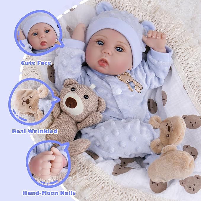 Milidool Lifelike Reborn Baby Dolls Boy- 18-Inch Soft Body Realistic-Newborn Real Life Baby Dolls for Kids Age 3+