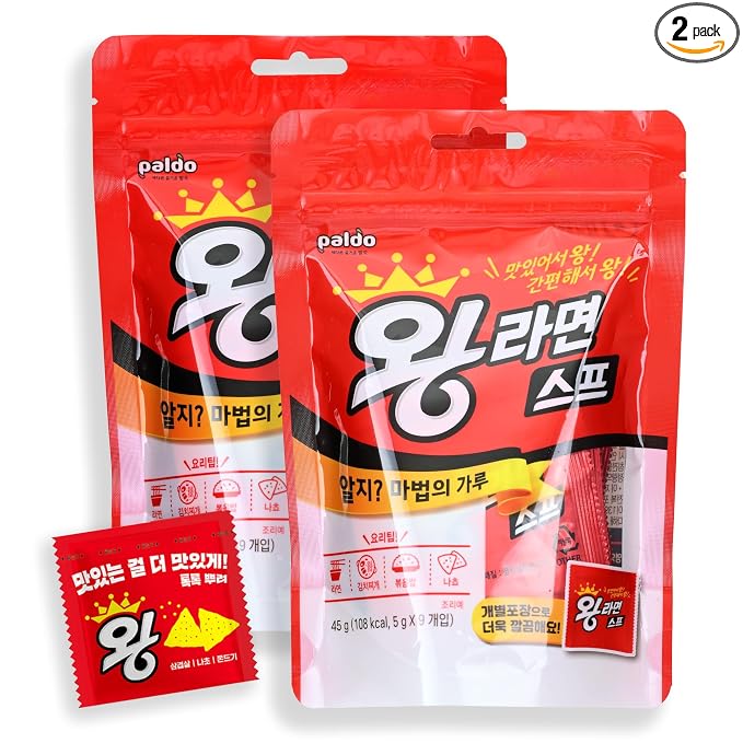 Korean Ramen Flavor Packets 18 Count 2 Pack - Authentic Ramyeon Seasoning Powder, Korean Ramen Seasoning, Versatile Ramen Soup Base for Soups, Stir-Fries, Marinades, Spicy Savory Noodle Flavor