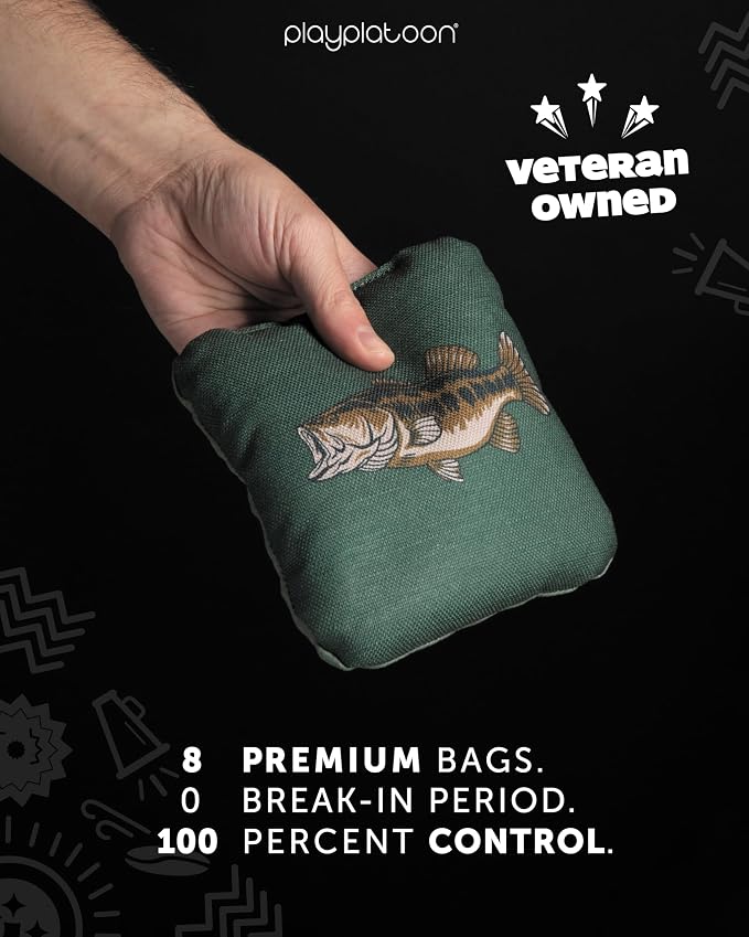 Play Platoon Pro Cornhole Bags Set of 8 - Professional Dual Sided Slick and Sticky Side Competition Corn Hole Bags - Tournament Series