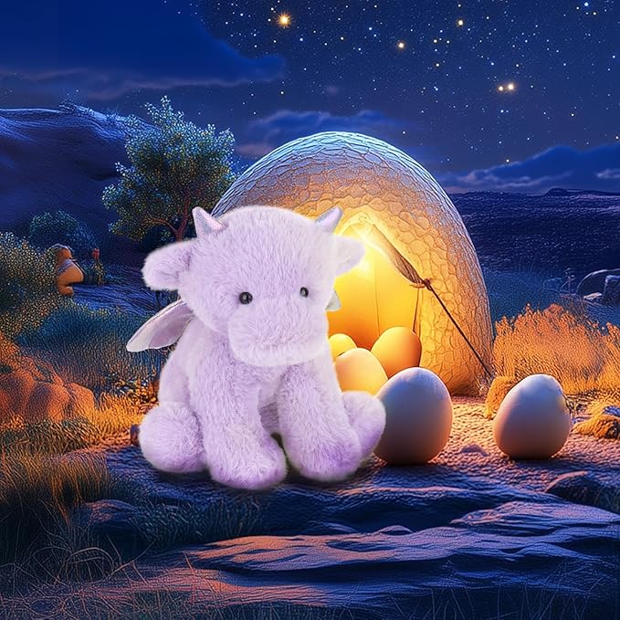 Apricot Lamb Purple Dragon Plush Stuffed Animals for Kids, Soft Cute Plush Toys for Baby Girl and Boy, Fluffy Purple Dragon Purple