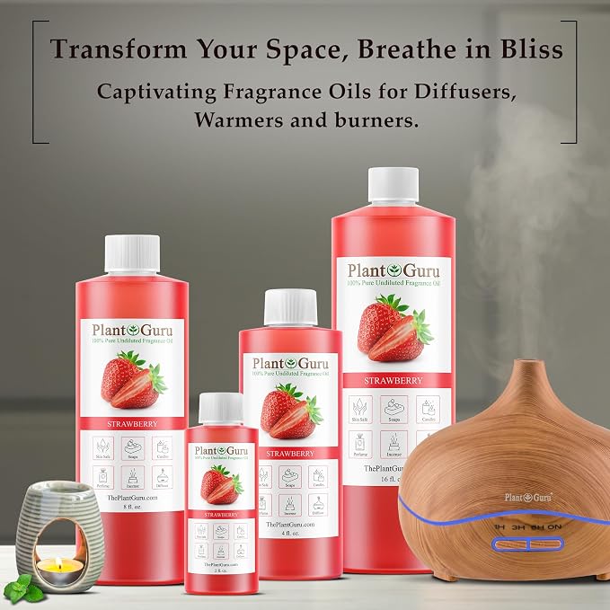 Strawberry Fragrance Oil 8 fl. oz. Scented Oil for DIY Soap Making, Candles, Bath Bombs, Body Butters. Used in Aromatherapy Diffusers, Burners and Warmers. Great Addition to Lotions and Creams.