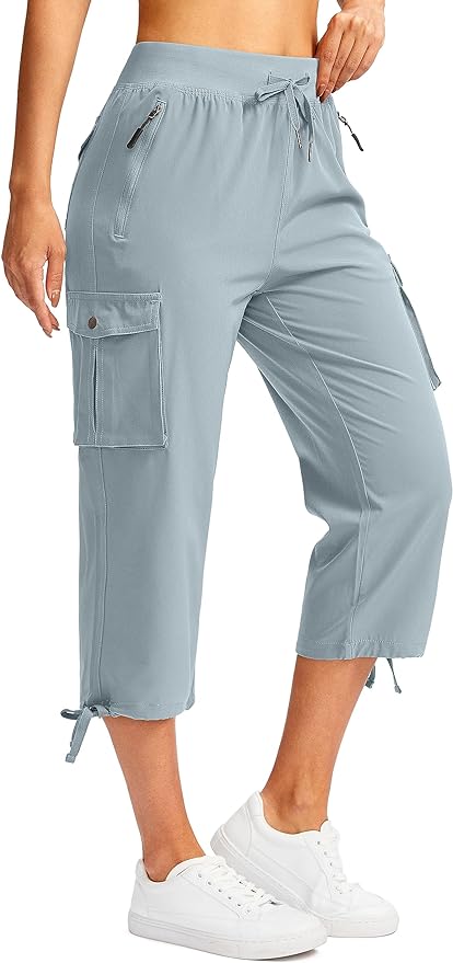 Soothfeel Women's Cargo Capris Pants with 6 Pockets Lightweight Quick Dry Travel Hiking Summer Pants for Women Casual