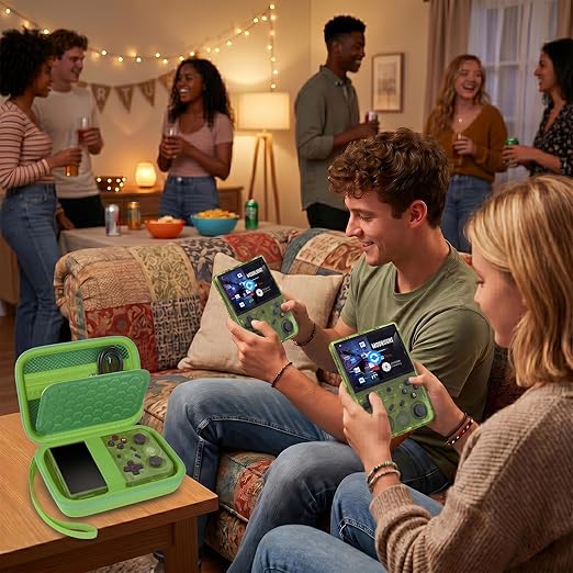 PAIYULE Travel Case Compatible with RG353V/ RG353VS/ R36S Retro Handheld Game Console, Handheld Emulator Storage Holder Organizer, Android Game Console Carrying Bag (Green) (Box Only)
