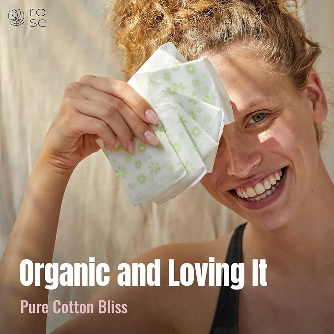Rose Organic Panty Liners - Ultra Thin, Ultra Absorbent, Organic Cotton Topsheet, Unscented - 24 Count (Pack of 1)