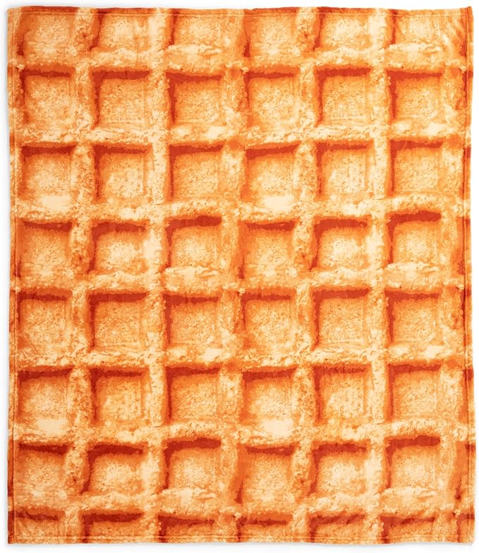 WHAT DO YOU MEME? Cozy Concepts Co. Waffle Blanket by Relatable, Giant Breakfast Throw Blanket with Butter Square, Cozy Funny Gag Gift for Teens or Room Decor, 65” Soft Fleece Blanket