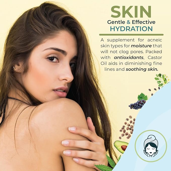 Zatural Castor Oil Naturally Grown 100% Pure Cold Pressed Castor Oil Hexane Free Hair Growth Eylash Serum and Eybrows or Body Wraps and Detox (Glass 16oz)