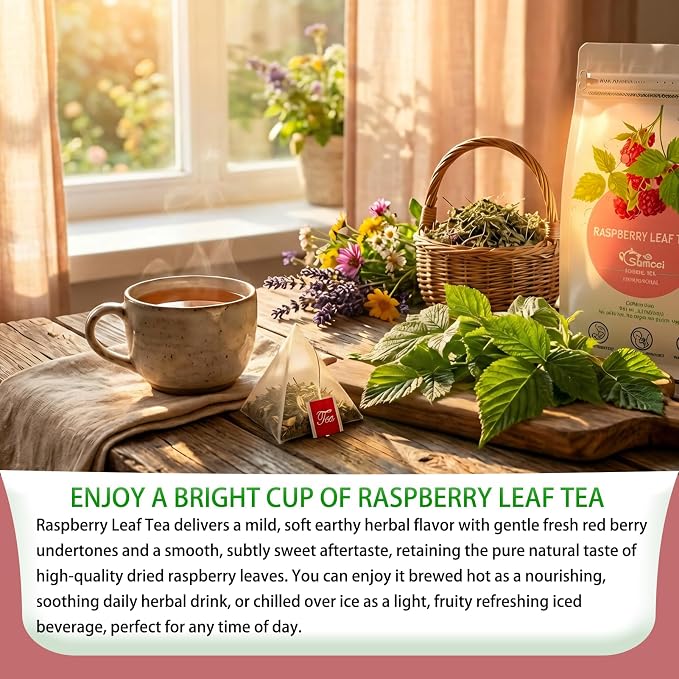 Samcci - Raspberry Leaf Tea Bag, 40 Teabags - Natural Pregnancy Tea - Pure Red Raspberry Leaf Herbal Tea - Help Childbirth & Support Menstrual - Non-GMO - Caffeine-free