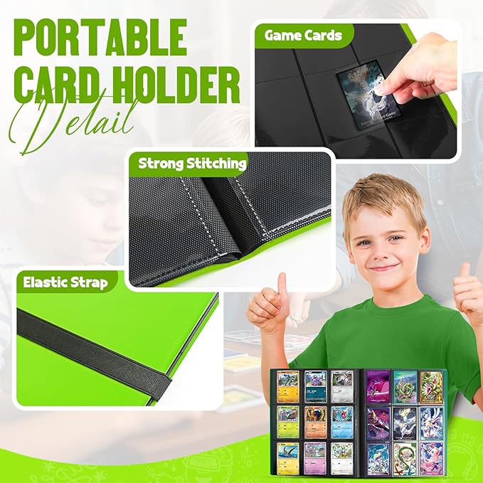 Card Binder 9-Pockets,Trading Card Binder,20 Pages, 360 Card Capacity Collection Binder, Card Folder for MTG, TCG, Game Cards & Sports Cards (Apple green)