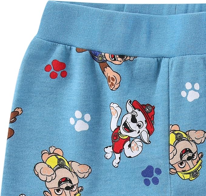 Paw Patrol Nickelodeon Boys Short Sleeve T-Shirt and French Terry Shorts Set for Toddler and Big Kids