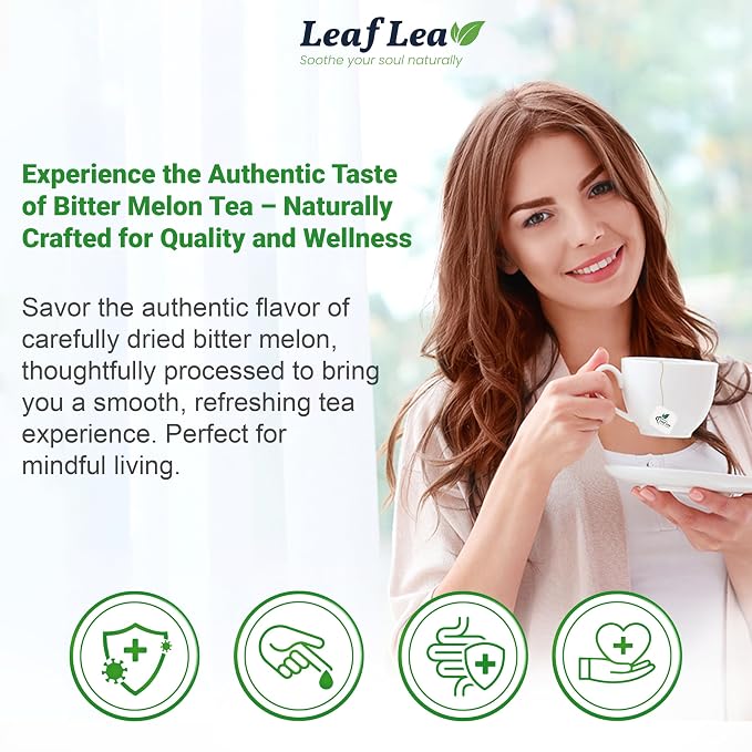 LeafLea Bitter Melon Tea Bags, Wellness & Digestion Support, 40 Count | Natural Cundeamor & Melon Amargo Gohyah Fruit Tea, Caffeine-Free, Sugar-Free, Non-GMO, Vegan, Single Box
