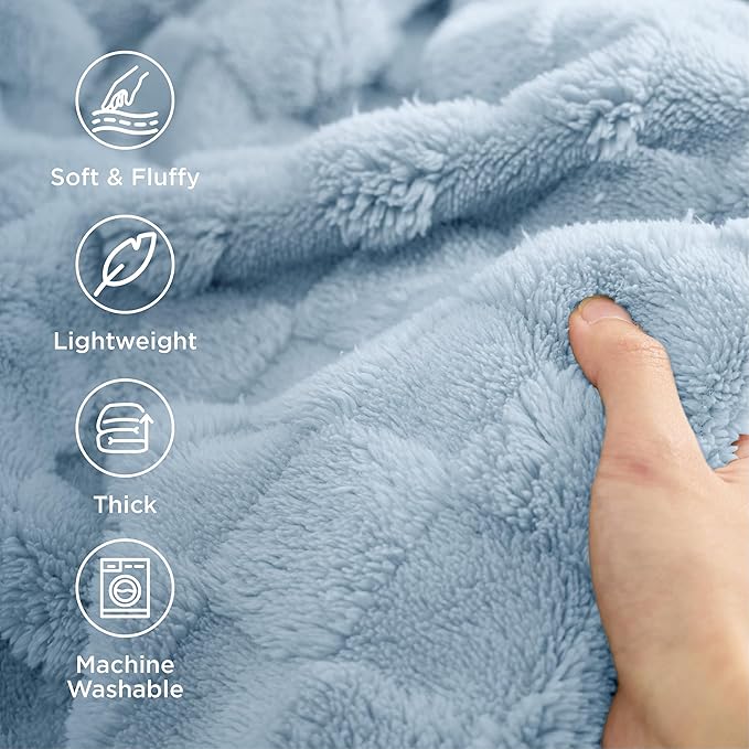 Bedsure GentleSoft Light Blue Throw Blanket for Couch - Checkered Fleece Blankets Gifts for Kids Girls, Cute Soft Cozy Throw for Bedroom Home Decor Gifts, 50x60 Inches