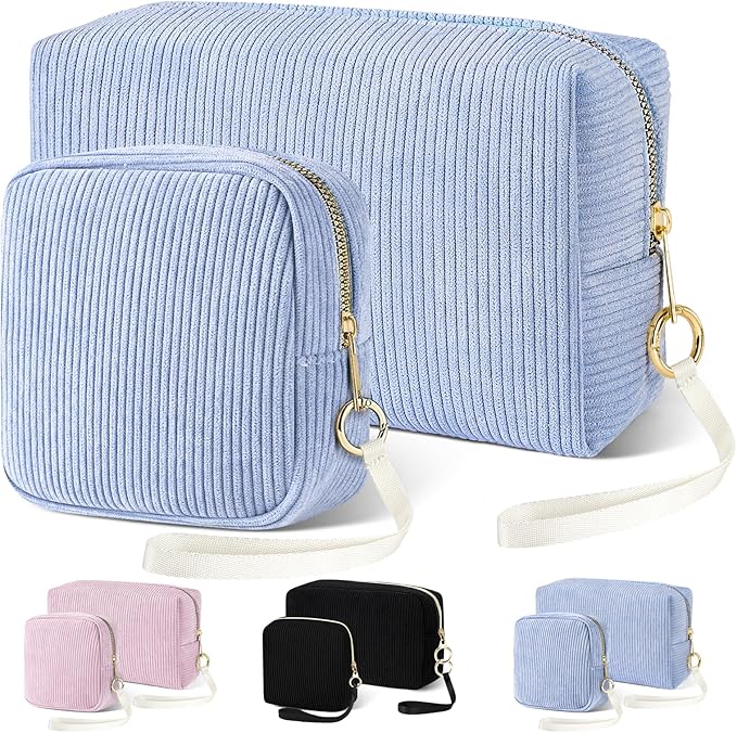 Likesing Tampon Holder for Purse, Corduroy Period Bag Sanitary Napkin Storage Bag for Girls Womens, Portable Feminine Emergency Pad Period Pouch(Light Blue)