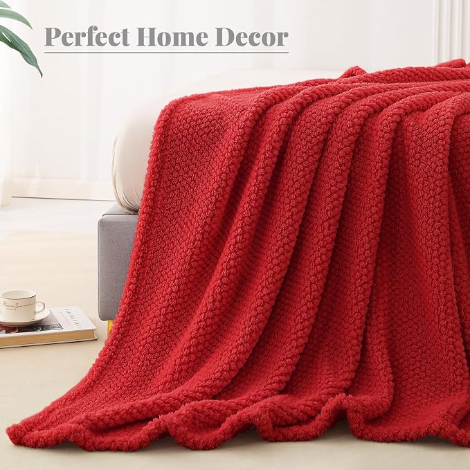 Whale Flotilla Soft Fleece Queen Size Bed Blanket, Red | 90x90 Inch, Suitable for Bed, Fluffy Fuzzy Jacquard Blankets for All Season, Lightweight and Cozy