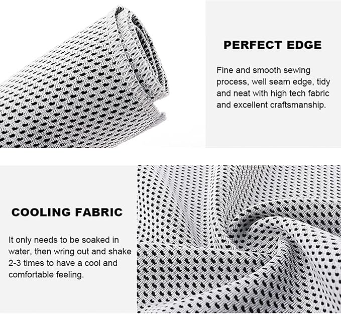 10 Pack Cooling Towels Bulk Microfiber Ice Towel Quick Dry Breathable Chilly Sweat Towel Stay Cool Towel for Neck Face Yoga Gym Workout Running Pilates Beach with Carabin Bag, 40x12'', Gray