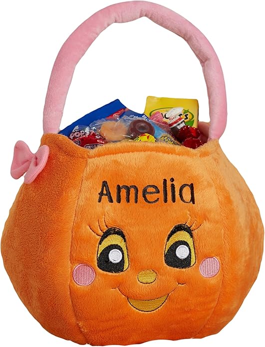 Personalization Universe Pumpkin Pal Embroidered Plush Trick or Treat Bag